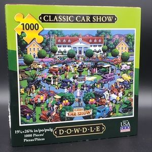 DOWDLE Folk Art CLASSIC CAR SHOW 1000 pc Jigsaw Puzzle NWT